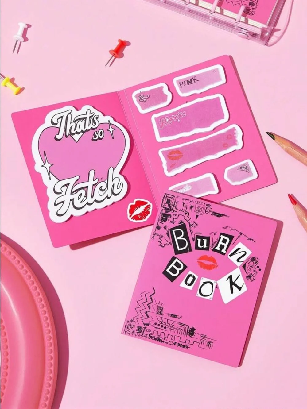 Kohl's Pink 'Burn Book' Sticker Notebook Set